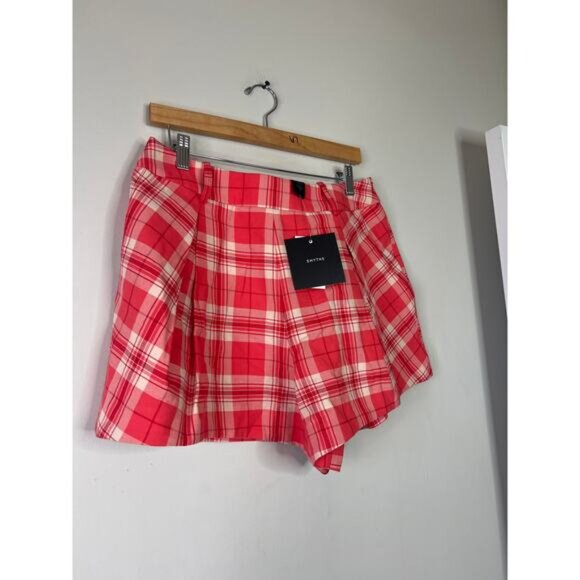 NWT Smythe Pleated Mid Rise A-Line Shorts Women's Watermelon Plaid Size: 10 - Picture 3 of 8